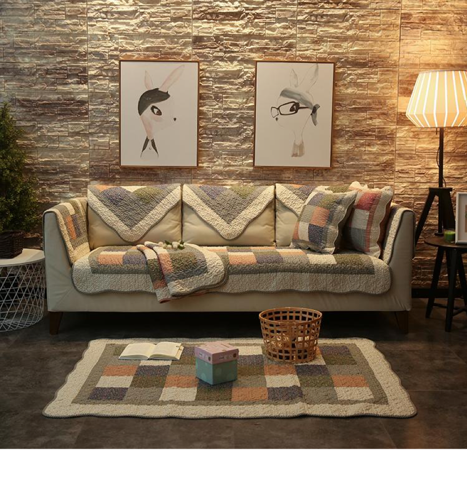 Thảm lông màu xám khắc hoạ tiết ấn tượng